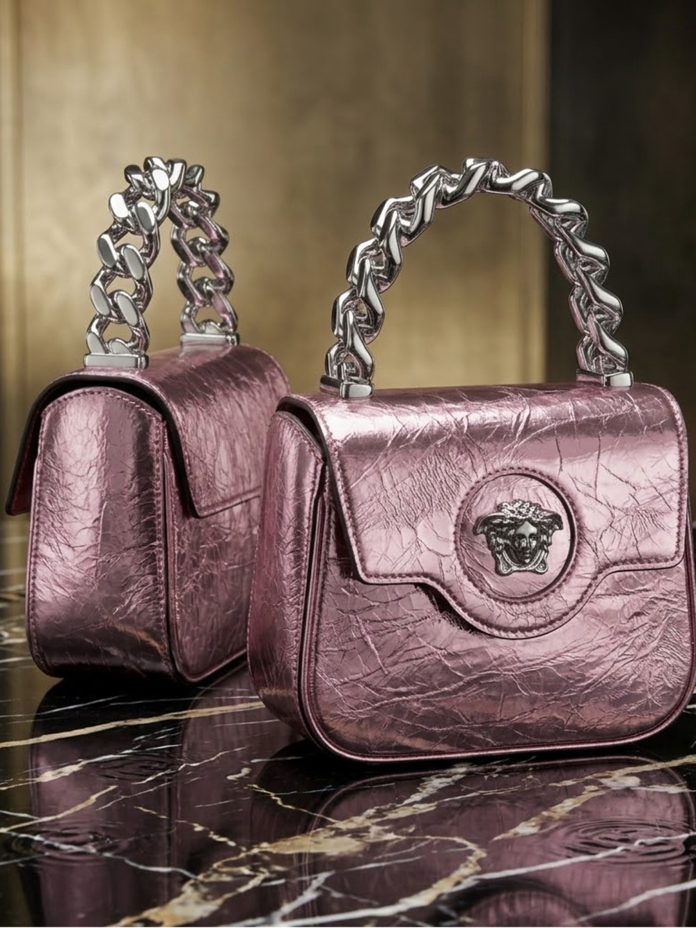💃🪩 Dancehall: NWT Versace Top Handle Medusa Bag 🪩💃 NIB Swarovski Butterfly Earri